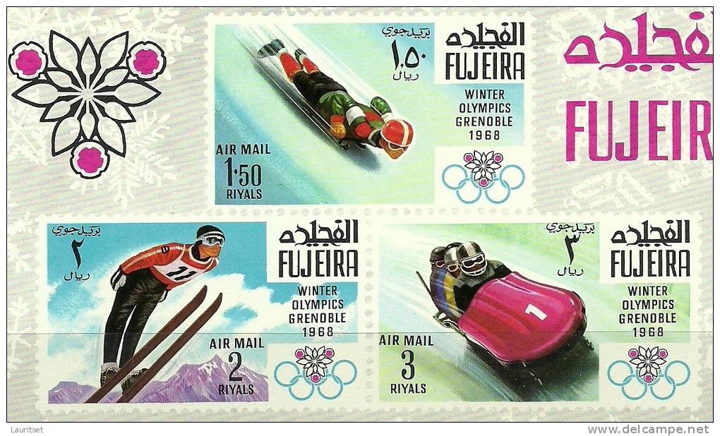 Fujeira 1968 Winter Olympics Grenoble S/S Mi Bl E 9 B MNH - Invierno 1968: Grenoble