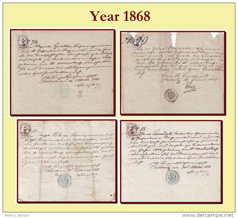 1853-1919 Austria / Romania, Lot Of 33 Bukowina Revenue Documents, Fiscals - Fiscale Zegels