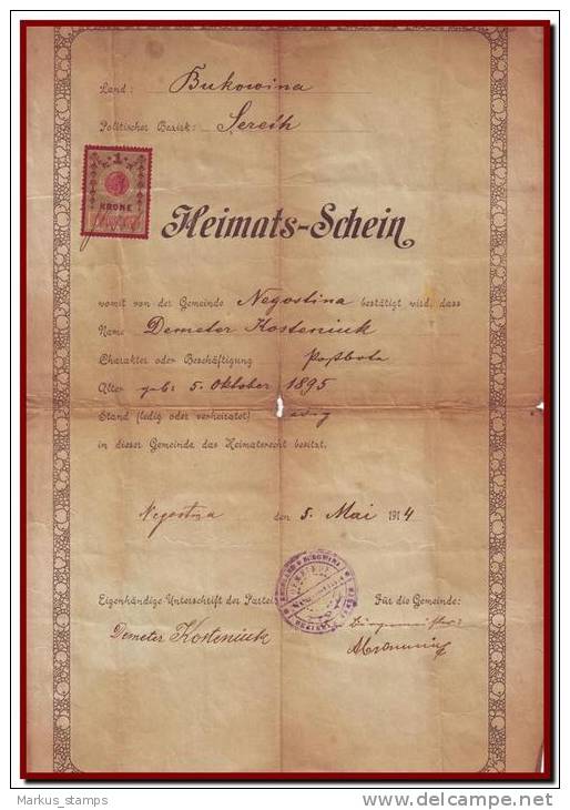 1853-1919 Austria / Romania, Lot of 33 Bukowina revenue documents, fiscals