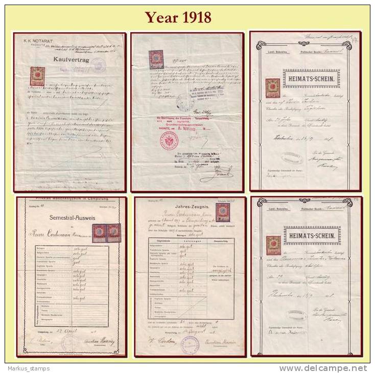 1853-1919 Austria / Romania, Lot of 33 Bukowina revenue documents, fiscals
