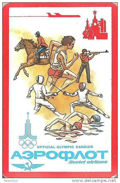 MOTIV AIRPLANE AEROPLANE AIRCRAFT AIRLINES HORSE OLYMPIC GAMES RINGS OLYMPICS CCCP CALENDAR Aeroflot 1980 1 Soviet Union - Petit Format : 1971-80