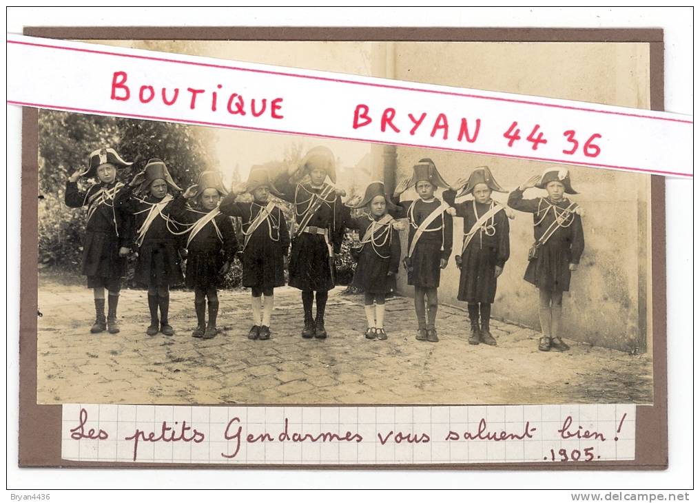 Rare Et Superbe Photographie Ancienne -Thème Gendarmes - Gendarmerie - Enfants- "Les Petits Gendarmes..."1905-TTB(scan) - Police - Gendarmerie