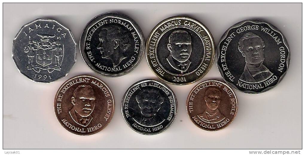 Jamaica 7 UNC Coins 1991-2008 Set - Jamaique