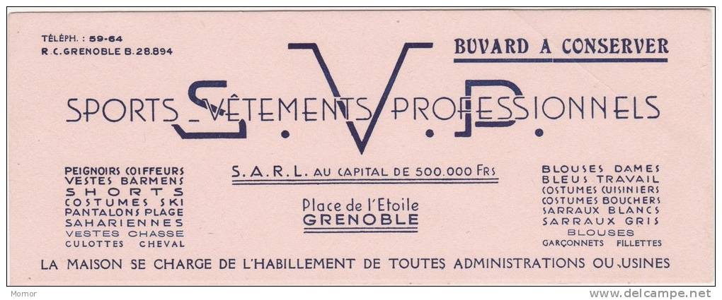 BUVARD PUBLICITAIRE GRENOBLE SVP - Textile & Clothing