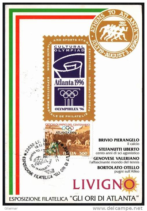 OLYMPIC GAMES / ATHLETICS - ITALIA LIVIGNO (SO) 1996 - ESPOSIZIONE FILATELICA: GLI ORI DI ATLANTA - CARTOLINA UFFICIALE - Summer 1996: Atlanta