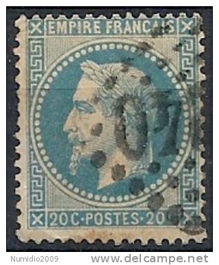 1862-70 FRANCIA USATO NAPOLEONE EMPIRE FRANCAIS 20 CENT II TIPO - FR456-4 - 1863-1870 Napoléon III Lauré