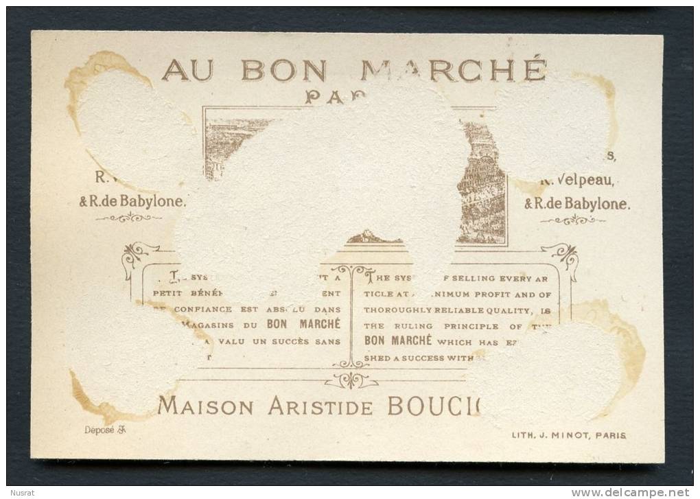 Au Bon Marché à Paris, Scènes De Société Au XVII Siècle, Neige, Traineau, Lith. J. Minot - Au Bon Marché