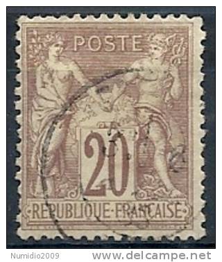 1876-81 FRANCIA USATO SAGE 20 CENT I TIPO - FR465-3 - 1876-1878 Sage (Type I)