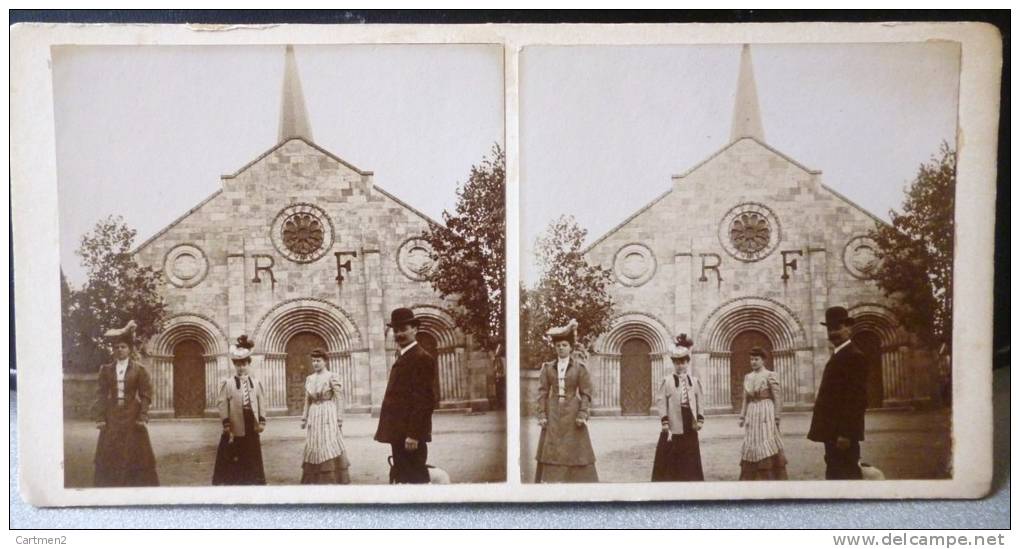 PHOTOGRAPHIE STEREO 1906 : DOMERAT L´EGLISE ANIMEE 03 ALLIER - Other & Unclassified