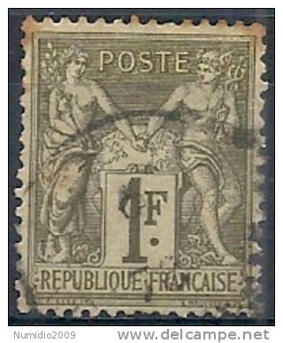 1876-81 FRANCIA USATO SAGE 1 F I TIPO - FR466-4 - 1876-1878 Sage (Type I)