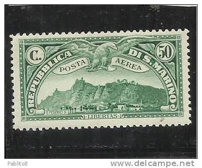 SAN MARINO 1931 POSTA AEREA AIR MAIL VEDUTA VIEW CENT. 50 MNH - Luftpost