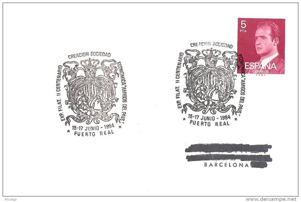 SPAIN. POSTMARK 200th ANNIV. "AMIGOS DEL PAIS" ECONOMIC SOCIETY. PUERTO REAL 1984 - Máquinas Franqueo (EMA)