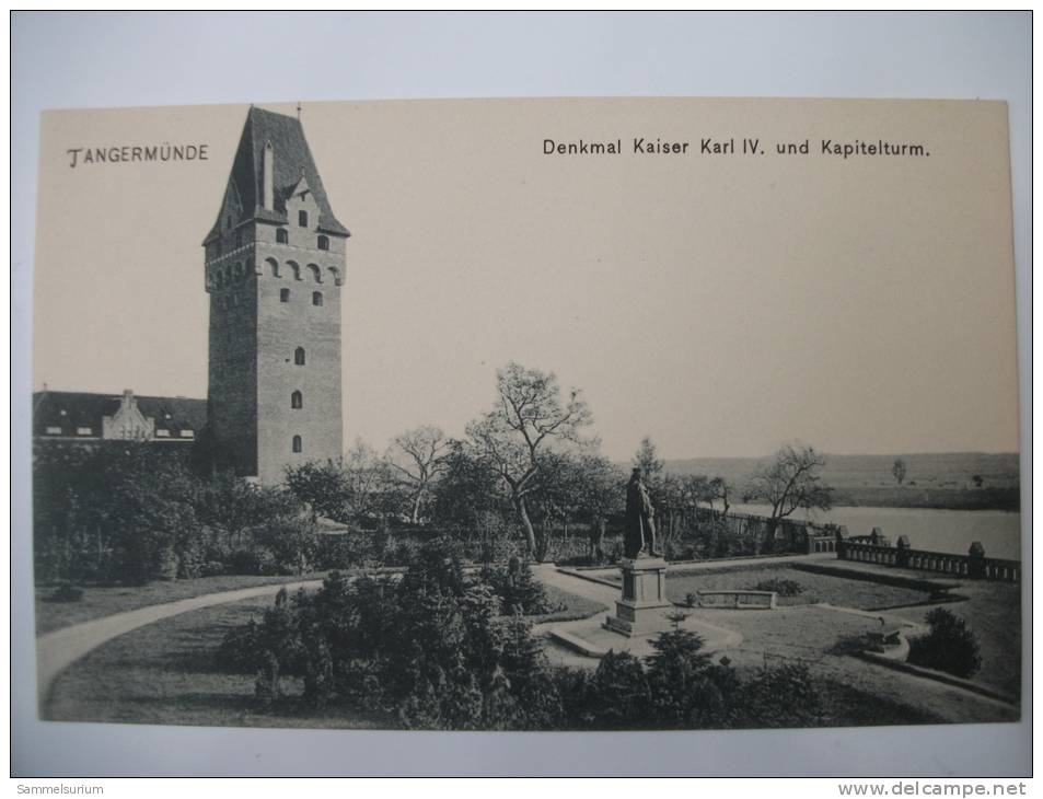 (1/1/84) AK Tangermünde "Denkmal Kaiser Karl IV. Und Kapitelturm" - Tangermuende