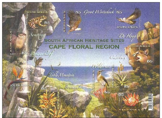 South Africa 2011 Cape Floral Kingdom UNESCO World Heritage Site 10v Self-Adhesive M/S MNH ** Fauna Flora Birds Oiseaux - Autres & Non Classés
