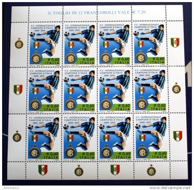 ITALY 2010 - THE MINISHEET INTER CAMPIONE D'ITALIA 2009-2010 24 JUNE 2010 - MNH - Hojas Bloque