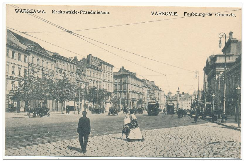 WARSZAWA.  Krakowskie-Przedmiescie.  VARSOVIE. Faubourg De Cracovie.  Nakladem A. Chlebowski I S-ka. - TRAM - Poland