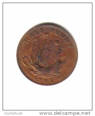 GREAT BRITAIN    1/2  PENNY  1942  (KM # 844) - C. 1/2 Penny