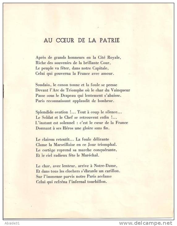 Poèmes De Madeleine Lambert à La Gloire Du Maréchal Pétain - 1952 - Documents Historiques