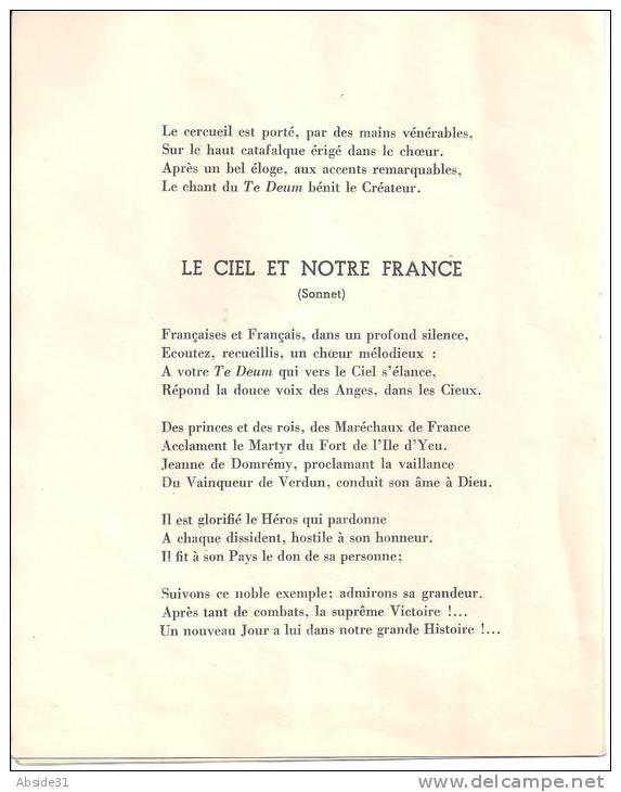 Poèmes De Madeleine Lambert à La Gloire Du Maréchal Pétain - 1952 - Documents Historiques