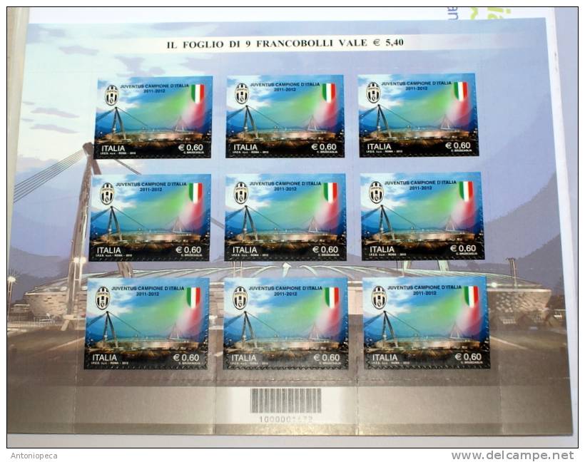 ITALY  2012 -  JUVENTUS CAMPIONE D'ITALIA 2011-2012 FULL SHEET MNH** - Blokken & Velletjes