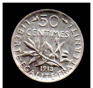 RARE EN CET ETAT---50 Centimes SEMEUSE ARGENT 1913---ETAT : SUP - Autres & Non Classés