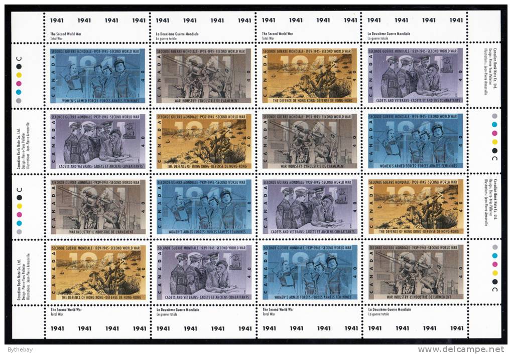 Canada MNH Scott #1348a Sheet Of 16 40c Second World War - 1941 - Fogli Completi