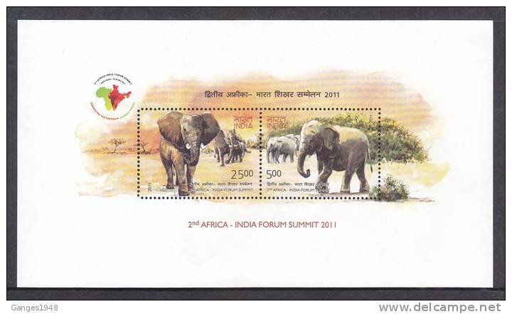 2011 India Africa Forum Asian & African Elephants  M/S  # 23929 S - Neufs