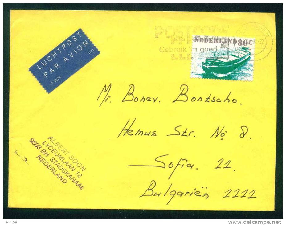 114490 / Envelope 1980 PAR AVION STADSKANAAL , SHIP Netherlands Nederland Pays-Bas Paesi Bassi TO BULGARIA - Cartas & Documentos