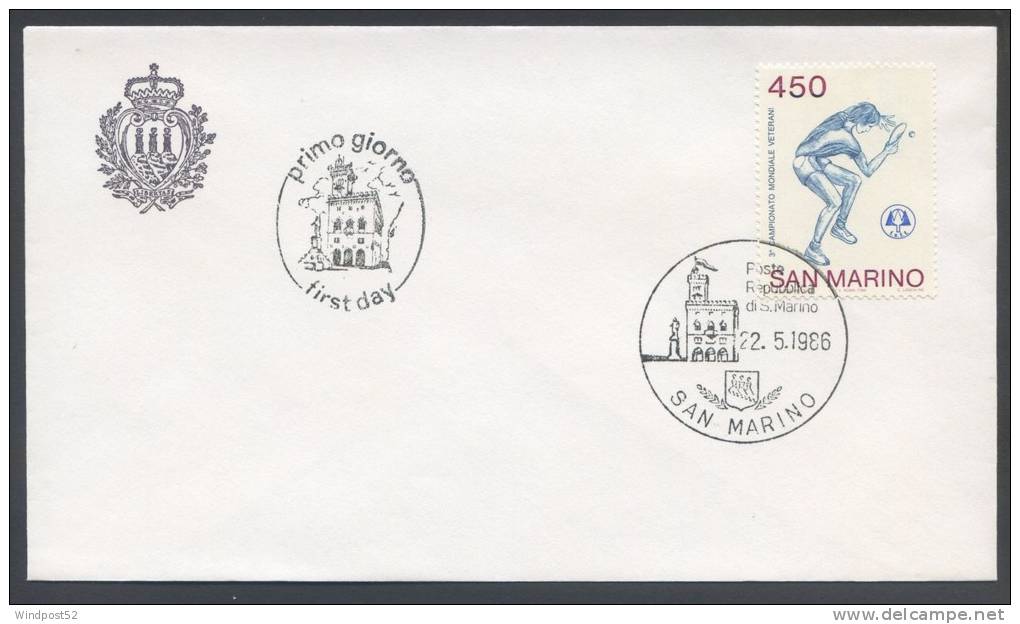 FDC RSM SAN MARINO 1986 - CAMPIONATO MONDIALE DI TENNIS DA TAVOLO - 205 - Tennis Tavolo