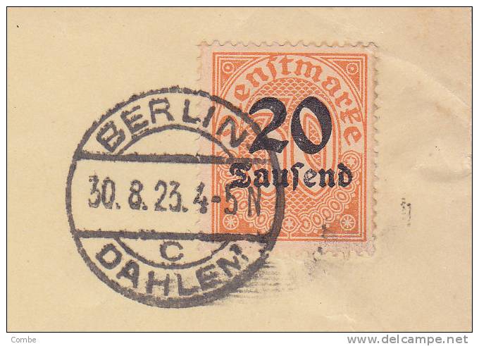 Lettre Brief Deutsches Reich Dienstmarken 1923 Mi 90 EF 300€ /1295 - Andere & Zonder Classificatie