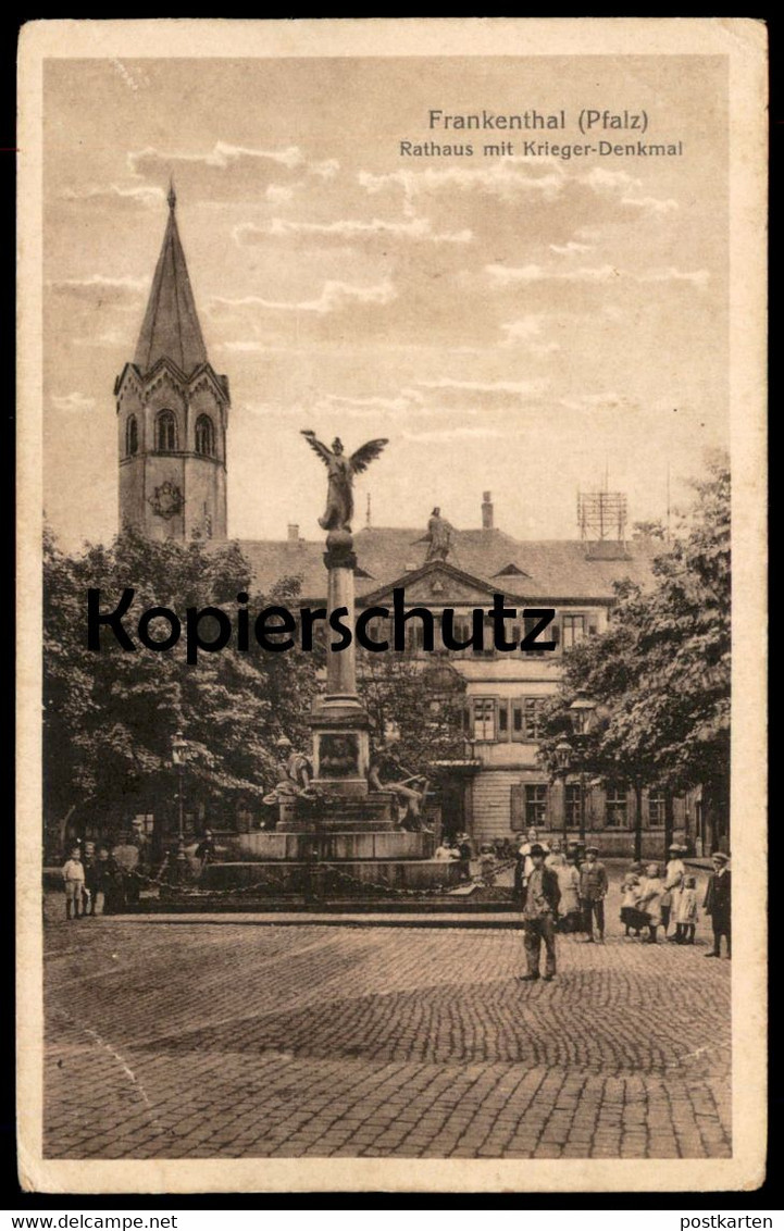 ALTE POSTKARTE FRANKENTHAL PFALZ RATHAUS MIT KRIEGER-DENKMAL Monument Cpa Postcard AK Ansichtskarte - Frankenthal