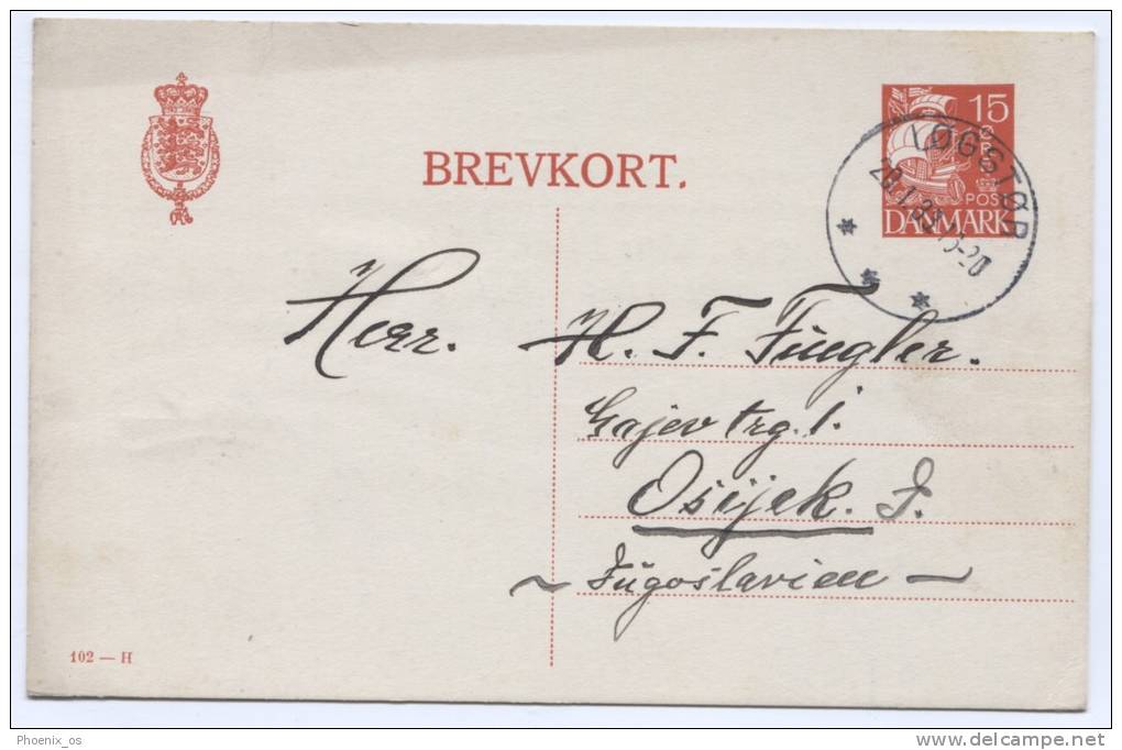 DENMARK  - Logstor, 1933. Postal Stationery To Yugoslavia - Postal Stationery