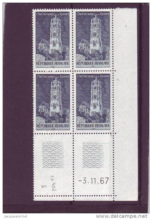 N° 1504 - 1,00F Cathédrale De RODEZ - 3° Tirage Du 25.10.67 Au 1.12.67 - 3.11.1967 - - 1960-1969