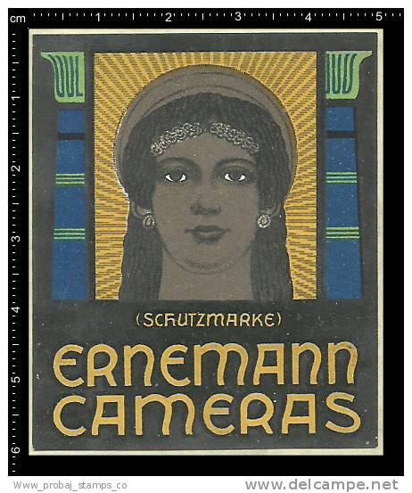 Old Original German Poster Stamp(advertising Cinderella)Ernemann Cameras - Camera,photo Equipment,Fotografie,photography - Photographie