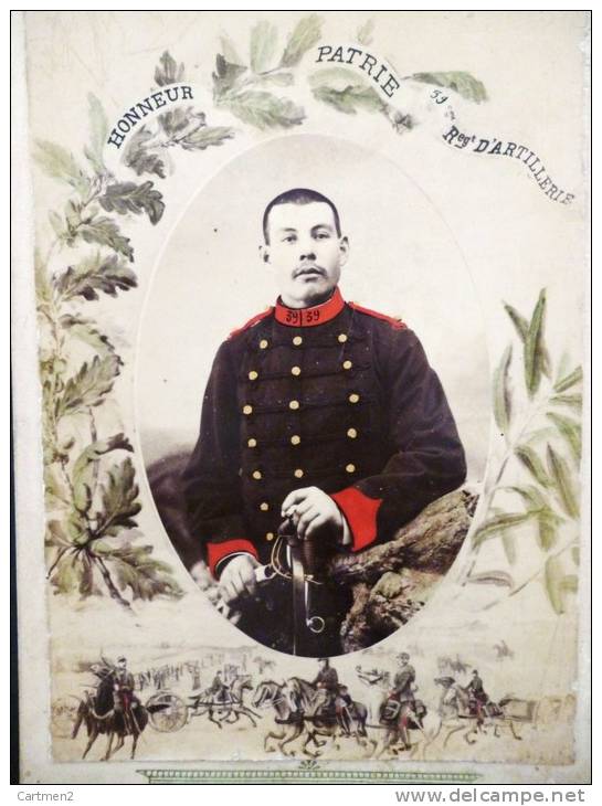 PHOTOGRAPHIE CARTONNEE : SOLDAT MILITAIRE DU 39eme REGIMENT D'ARTILLERIE UNIFORME MILITAIRE PAR ODINOT NANCY - Guerre, Militaire