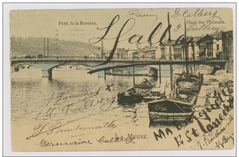 Liège : Pont De La Boverie, Quai Des Pêcheurs, La Meuse, 1908 - Péniches *f6558 - Liege