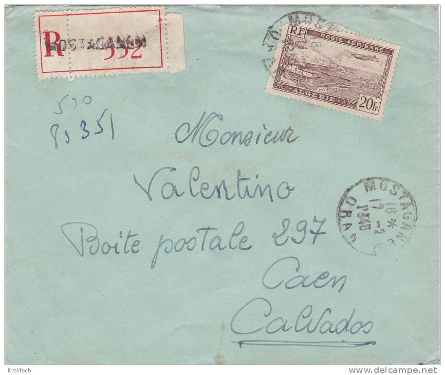 Mostaganem - Algérie Recommandé Avec étiquette 1948 - Lettre - - Lettres & Documents