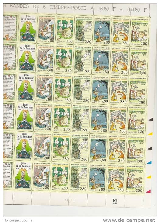 LES FABLES DE LA FONTAINE  FEUILLE DE 36 TIMBRES A 2,80 - Full Sheets