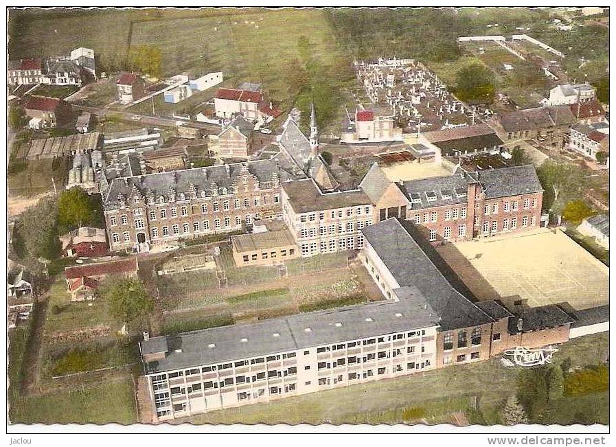 HANNUT COLLEGE SAINTE CROIX VUE AERIENNE  ,BEAU PLAN ,COLORISEE  REF 28865 - Hannuit