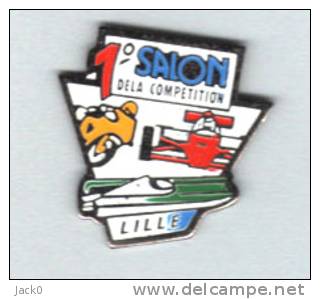 Pin´s  Sport  Automobile  RALLYE  1er  Salon De La Compétition à LILLE, Cartouche  Blanche - Rally