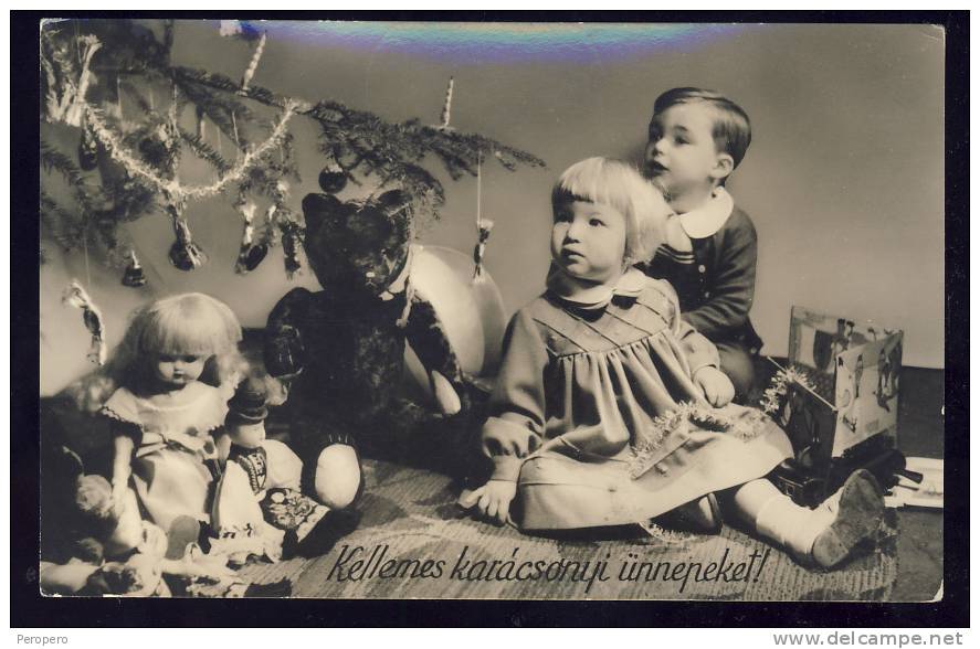 Kids  Children  With  Teddy Bear And Toys      Old Postcard - Photographs