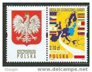 POLAND 2004  POLAND IN EUROPE UNION STAMP WITH TABLET MNH  /ZX/ - Idées Européennes