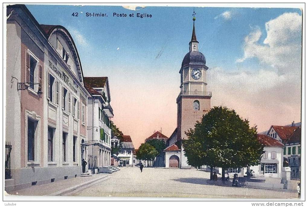St.Imier - Poste Et Eglise              Ca. 1910 - Saint-Imier 