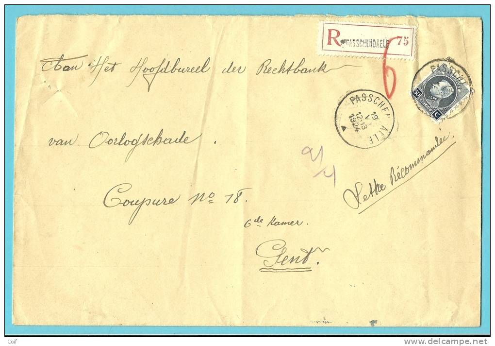 211 Op Aangetekende Brief Met Cirkelstempel &#9650; PASSCHENDAELE &#9650; - 1921-1925 Petit Montenez