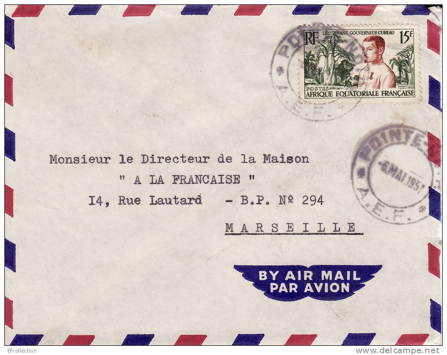 POINTE NOIRE - CONGO - 1957 - AFRIQUE - COLONIE FRANCAISE - LIEUTENANT GOUVERNEUR CUREAU - LETTRE PAR AVION - Briefe U. Dokumente