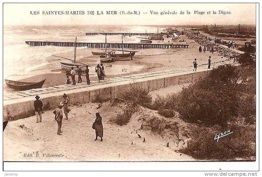 PROMENADE SUR LA DIGUE AUX SAINTE MARIE DE LA MER. REF 28153 - Saintes Maries De La Mer