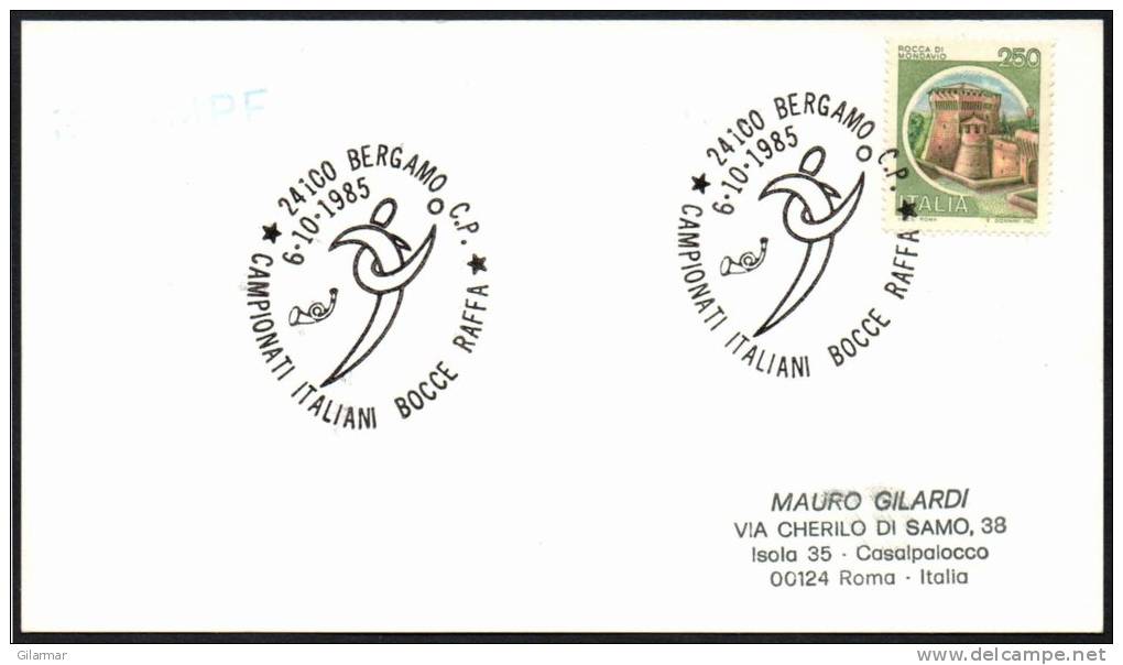 BOWLS - ITALIA BERGAMO 1985 - CAMPIONATI ITALIANI BOCCE RAFFA - CARD - Pétanque