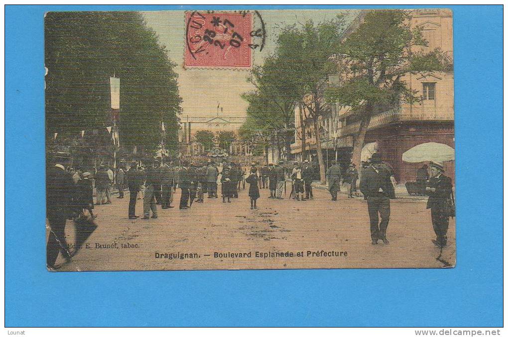 83 DRAGUIGNAN: Boulevard Esplanade Et Préfecture (pli Coin Gauche) - Draguignan