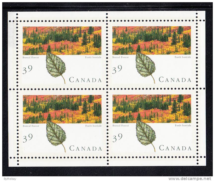 Canada MNH Scott #1286b Minisheet Of 4 39c Boreal Forest - Left Selvedge Thinned - Neufs