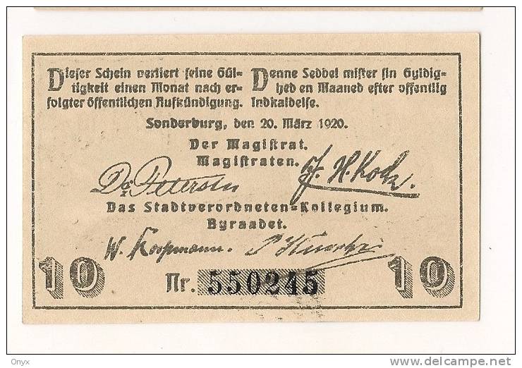 DANEMARK / DENMARK -  SONDERBURG / 10 PFENNIG 1920 -  UNCIRCULATED - Dinamarca